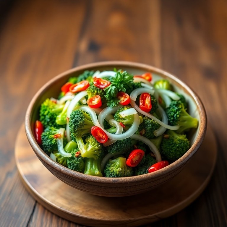 Brócolis Refogado com Cebola e Pimenta Dedo de Moça