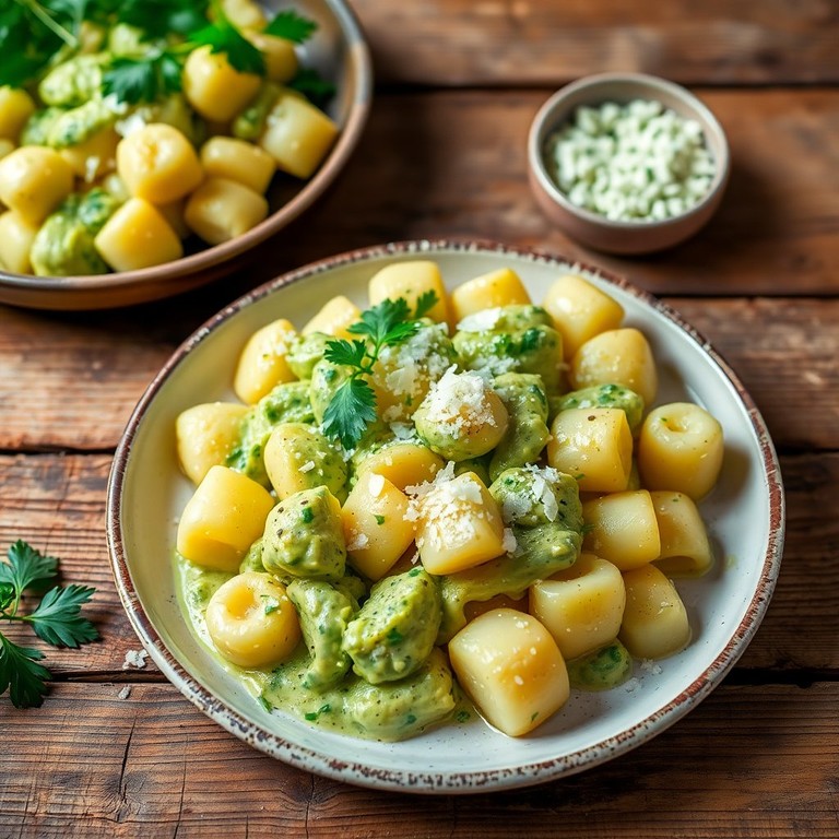Ñoquis de Patata con Crema de Aguacate y Parmesano