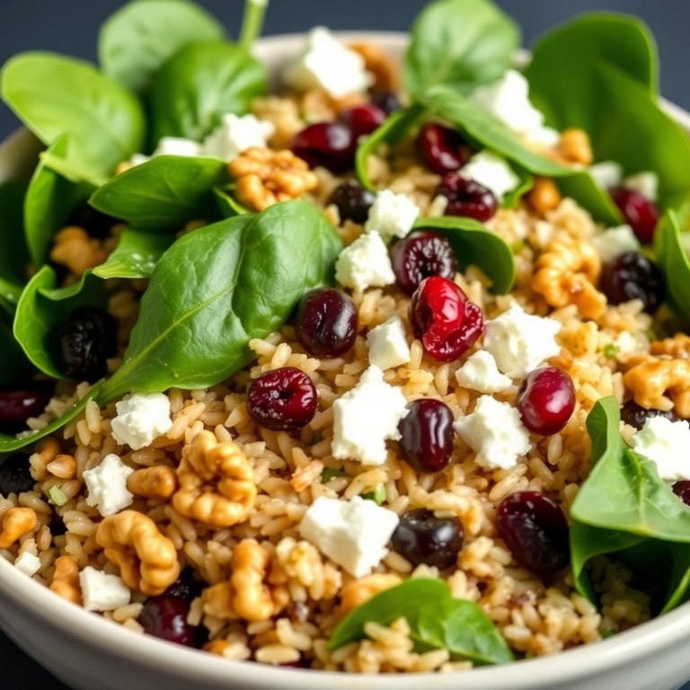 Ensalada de Arroz Integral con Espinacas y Nueces