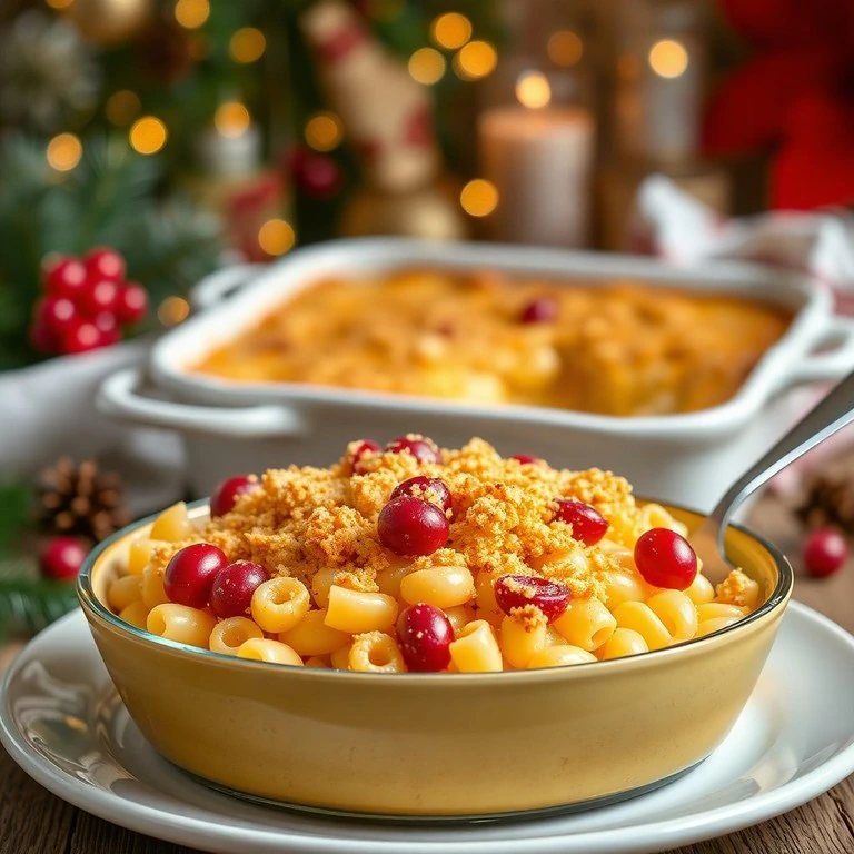 Festive Cheesy Mac & Cranberry Bake