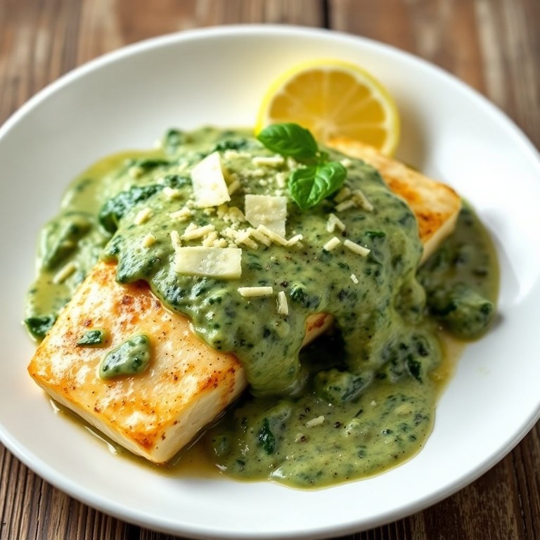 Pan-Seared Mahi Mahi with Creamy Spinach Sauce