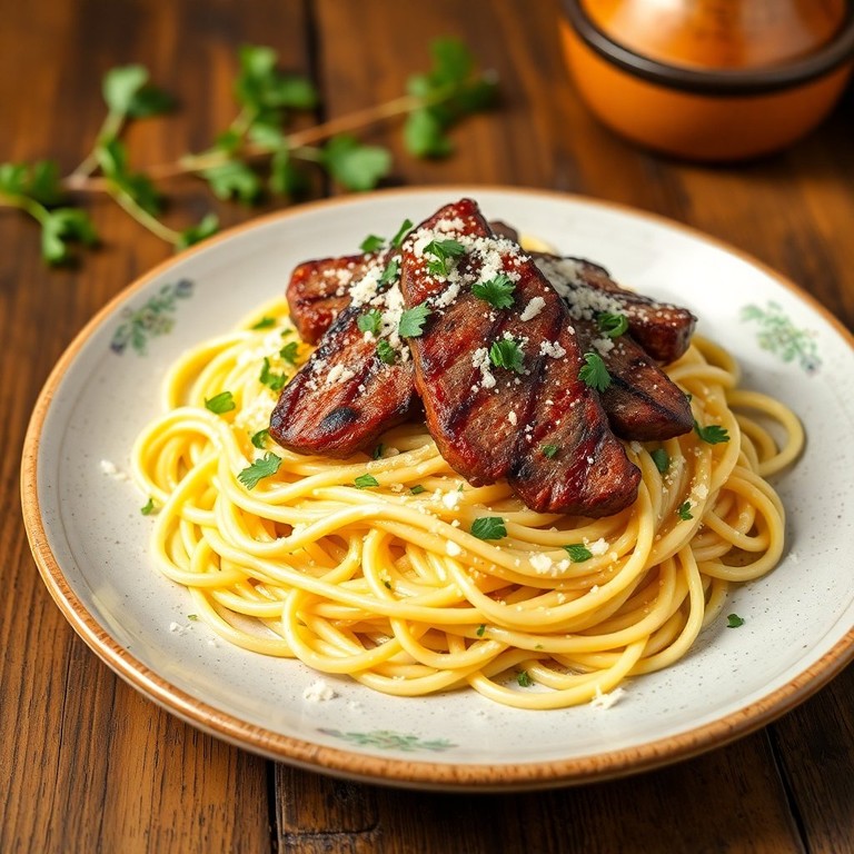 Espaguete ao Alho e Óleo com Bife Angus
