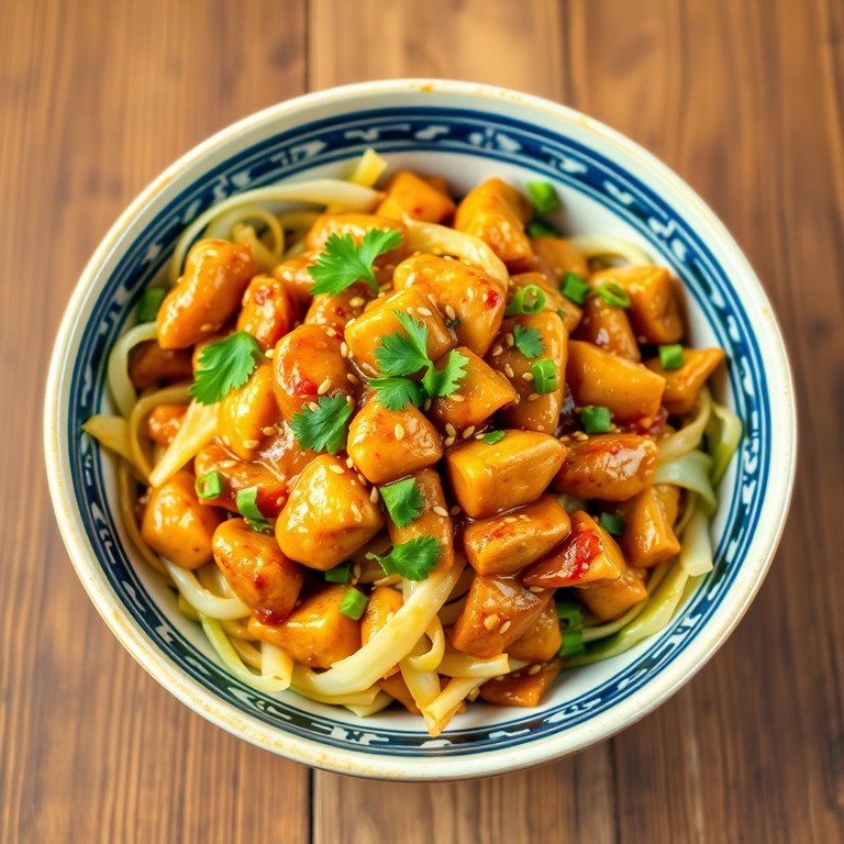 Poulet Sauté au Chou Chinois avec Sauce Wok