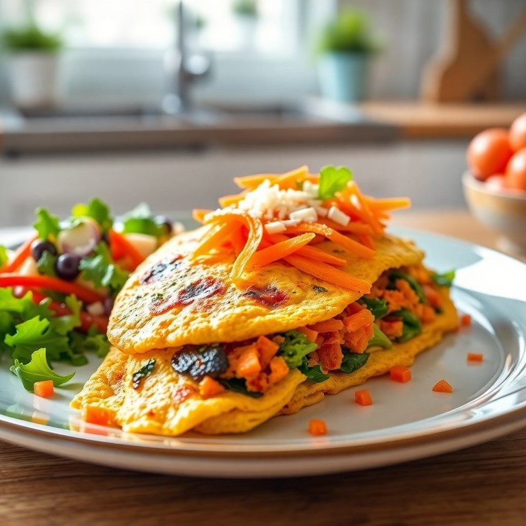 Omelete de Cenoura e Alface Crocante
