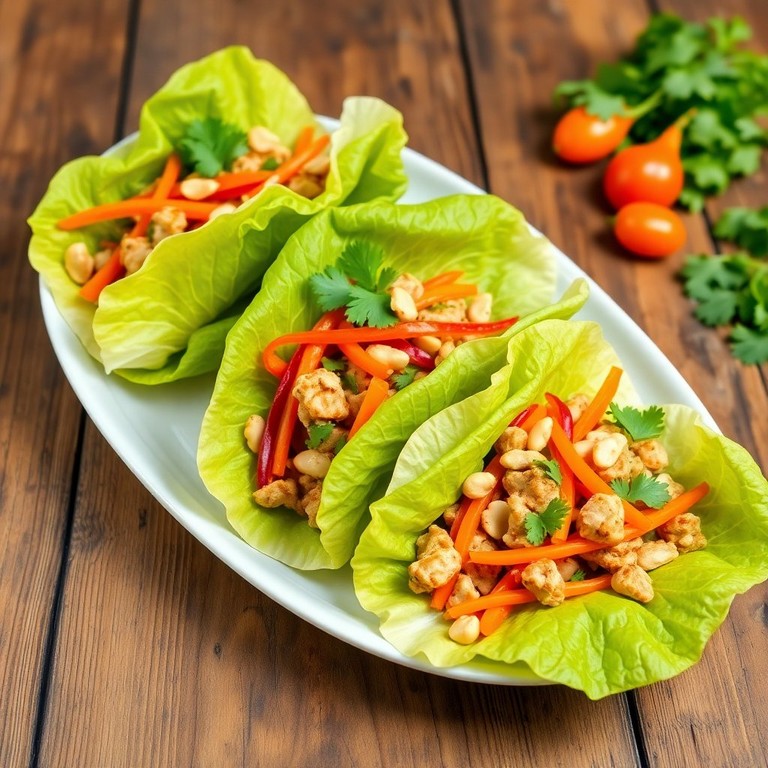 Tacos de Lechuga con Pollo al Estilo Thai