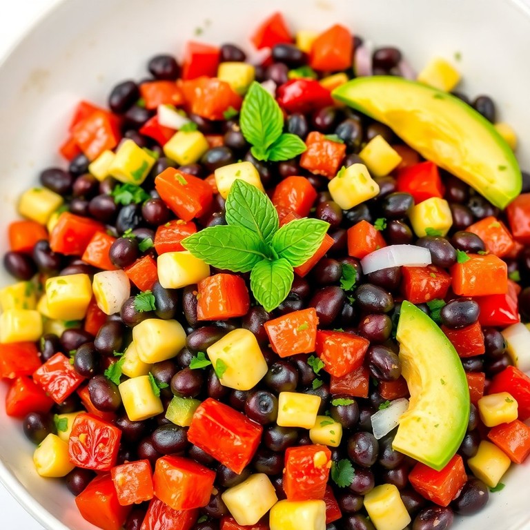 Schwarze Bohnen-Salat mit Zitronen-Minz-Dressing