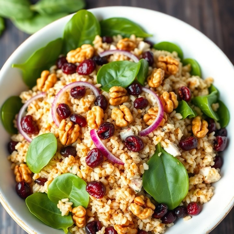 Ensalada de Arroz Integral con Espinacas y Nueces
