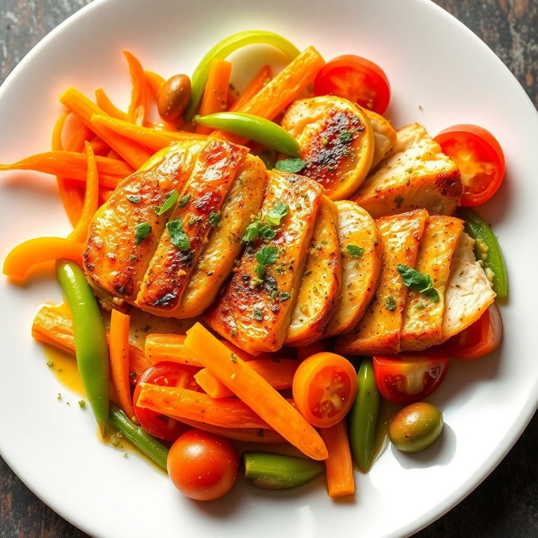 Gourmet Oven-Baked Zesty Chicken and Veggie Medley with Truffle Essence