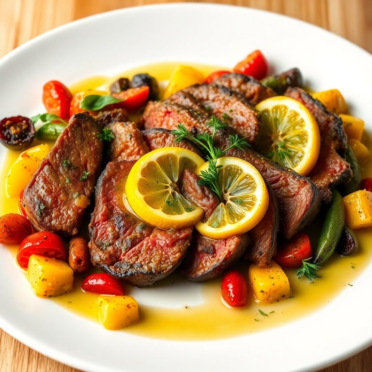 Gourmet Oven-Baked Zesty Beef and Veggie Medley with Truffle Essence