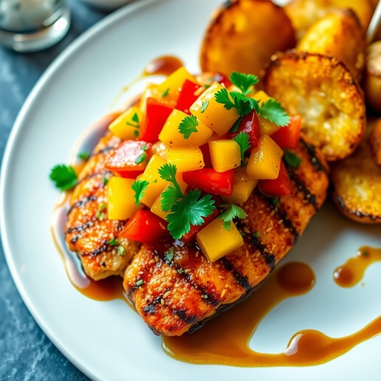 Asian-Inspired Ginger Banana and Bell Pepper Salsa with Grilled Chicken