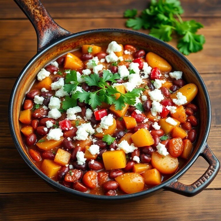 Kartoffel-Kidneybohnen-Pfanne mit Feta