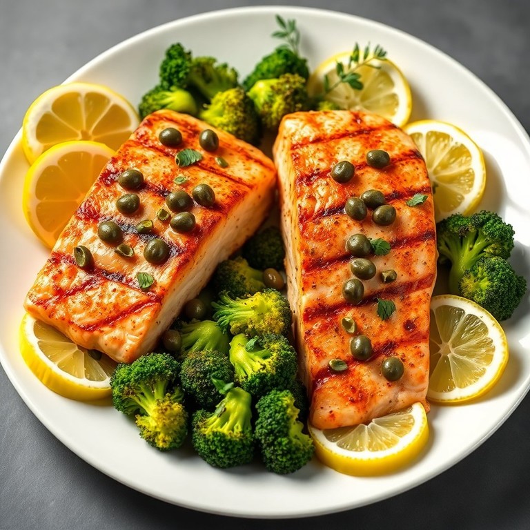 Salmón a la Plancha con Salsa de Limón y Alcaparras