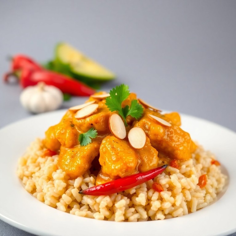 Pollo al Curry con Arroz Integral y Almendras