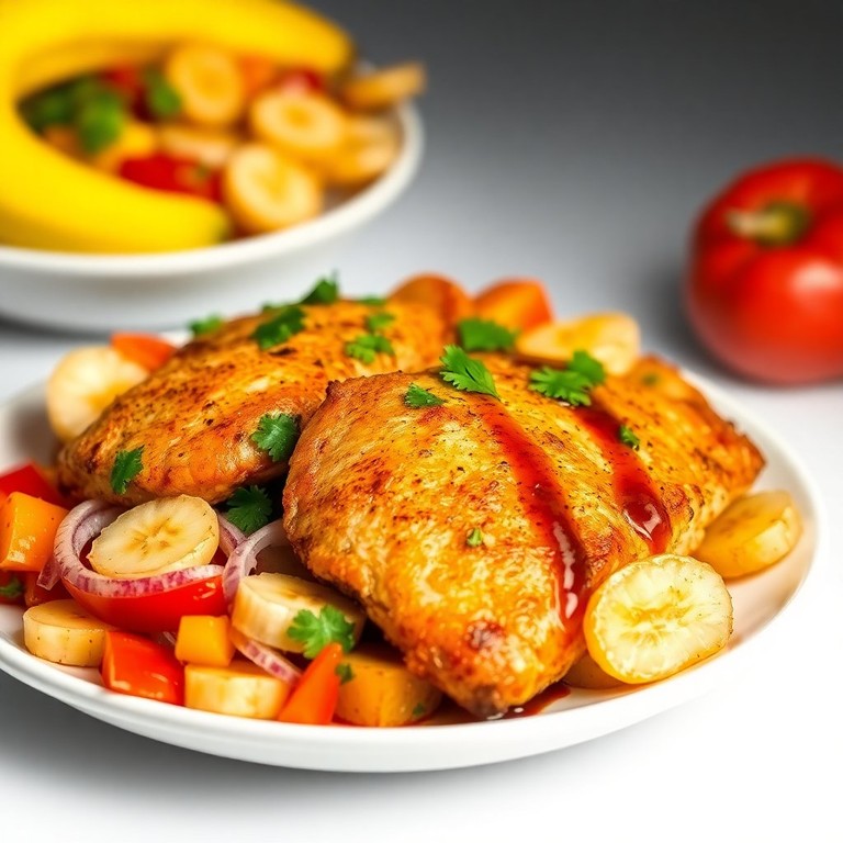 Asian-Inspired Baked Ginger Banana and Bell Pepper Salsa with Chicken
