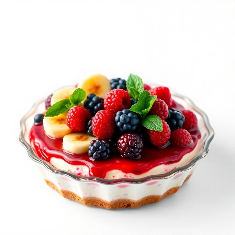 Ягодный творожный десерт с бананом и рисовой мукой