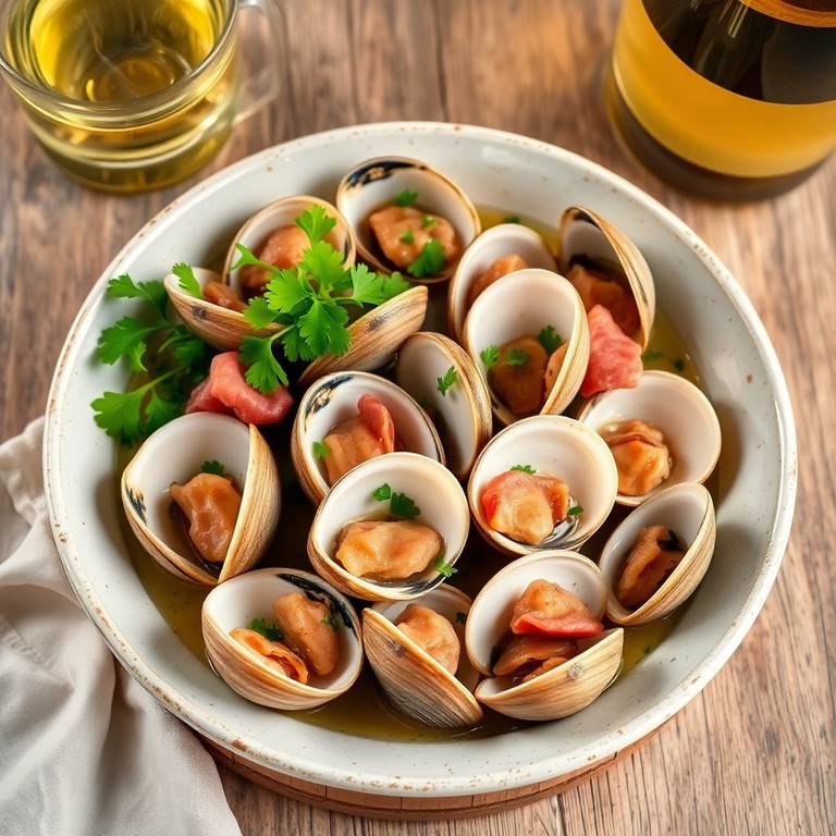 Almejas al Vino Blanco con Jamón Serrano