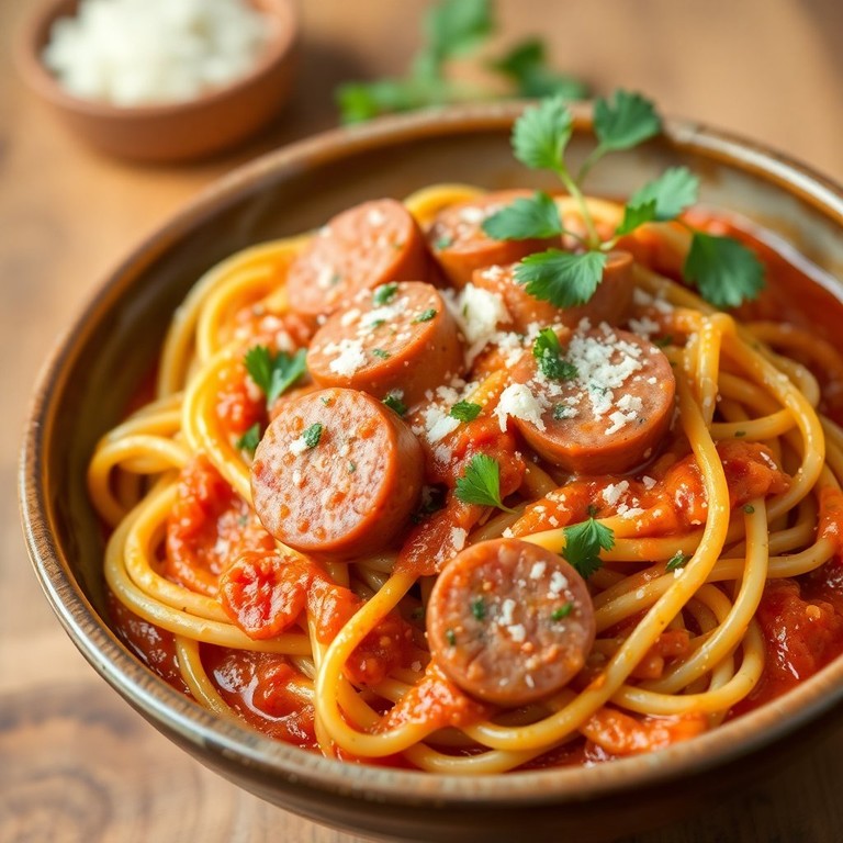 Macarrão Cremoso com Linguiça Calabresa