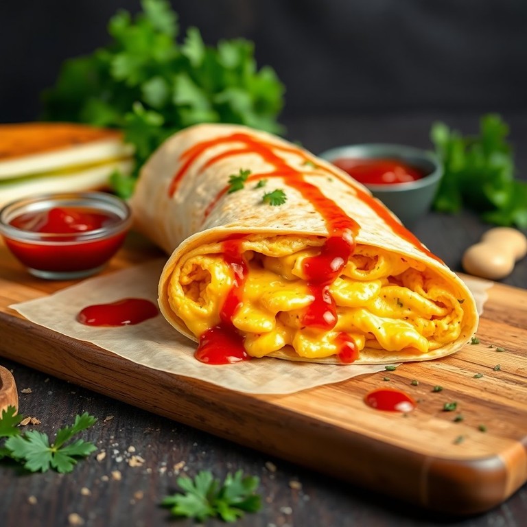 Wrap de Queijo e Ovo com Molho de Tomate