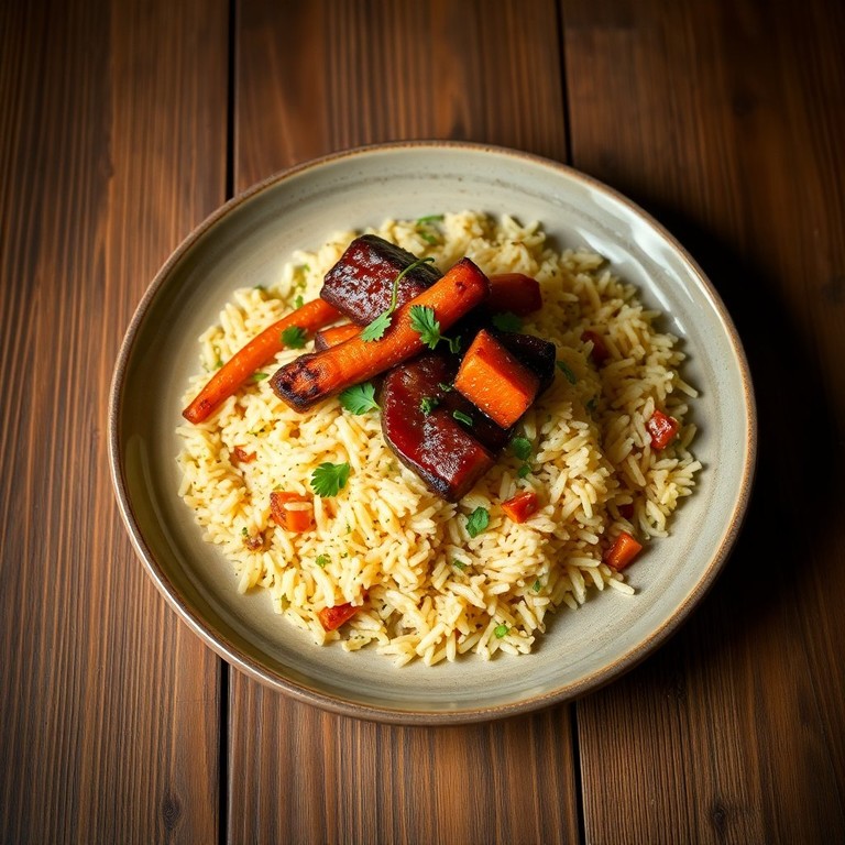 Riz Pilaf au Canard et Carottes Rôties