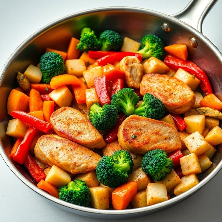 Kartoffel-Brokkoli-Pfanne mit Putenbrust und Gemüse