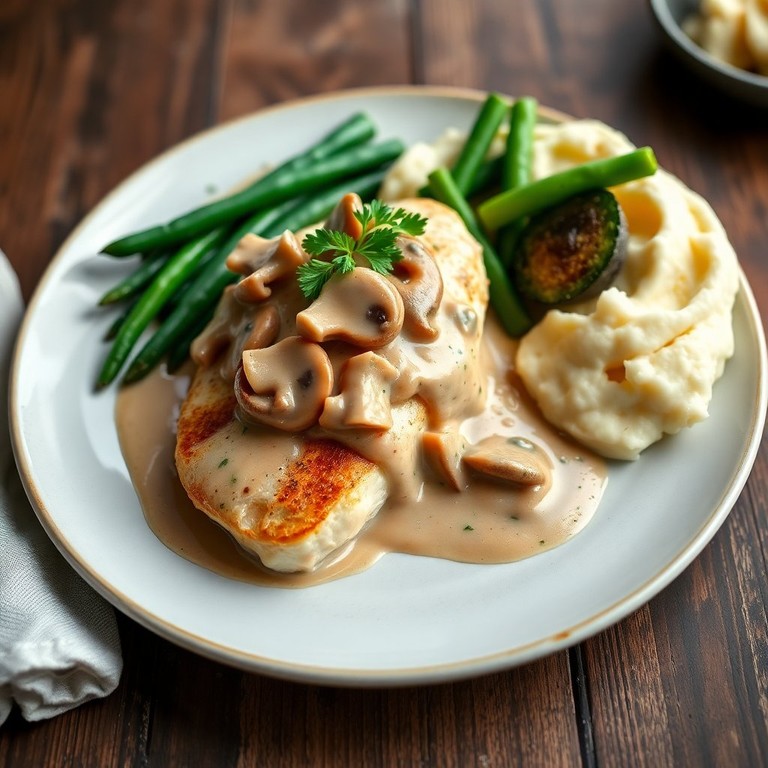 Bife de Frango ao Molho de Cogumelos Cremoso