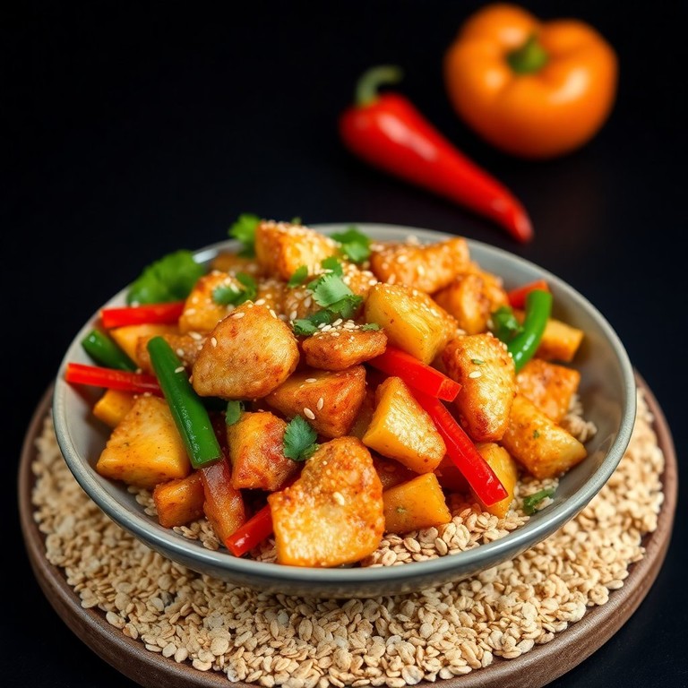 Ginger-Chili Chicken Stir-Fry with Oat Crust