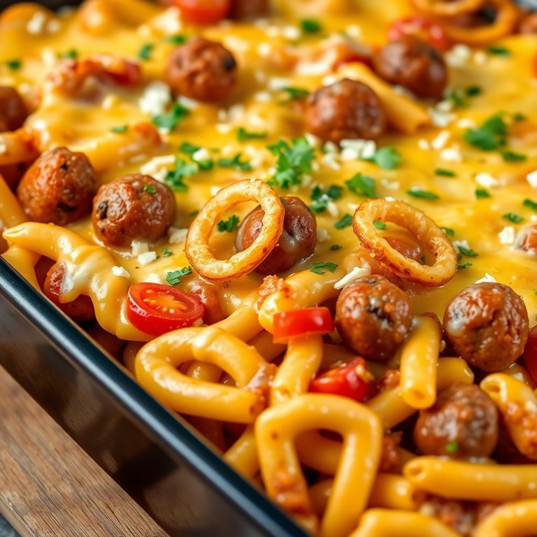 Pasta-Auflauf "Cheeseburger" mit Bild