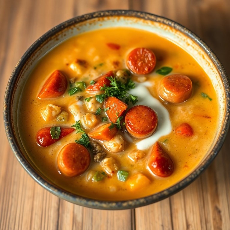 Würstchen-Cremesuppe mit Käse