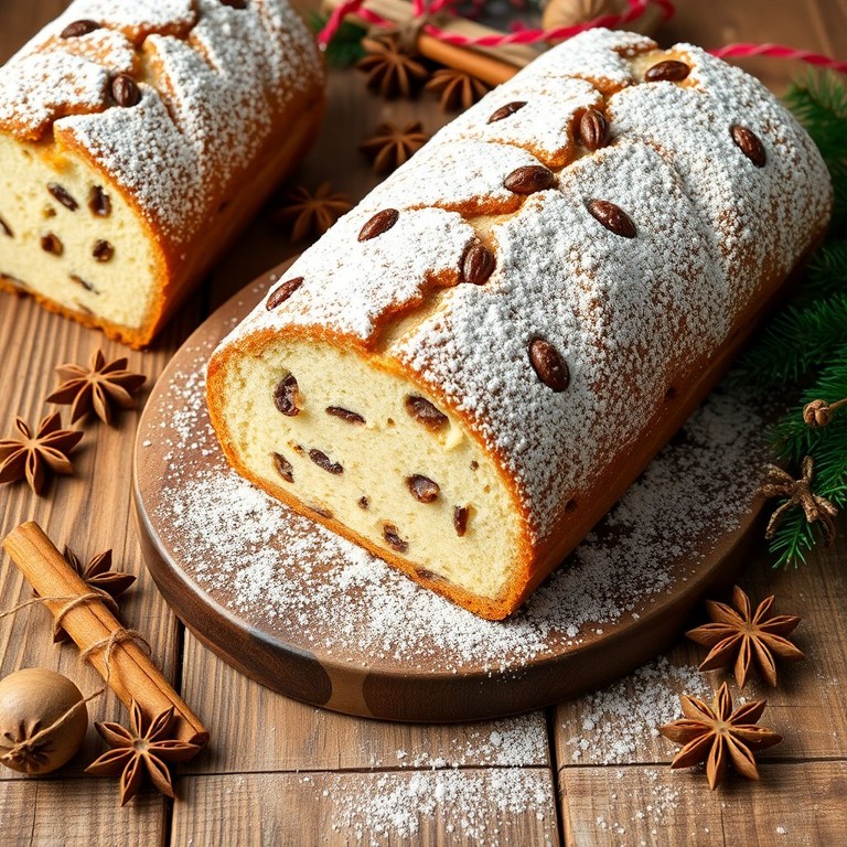 Zimt-Quarkstollen mit Rosinen