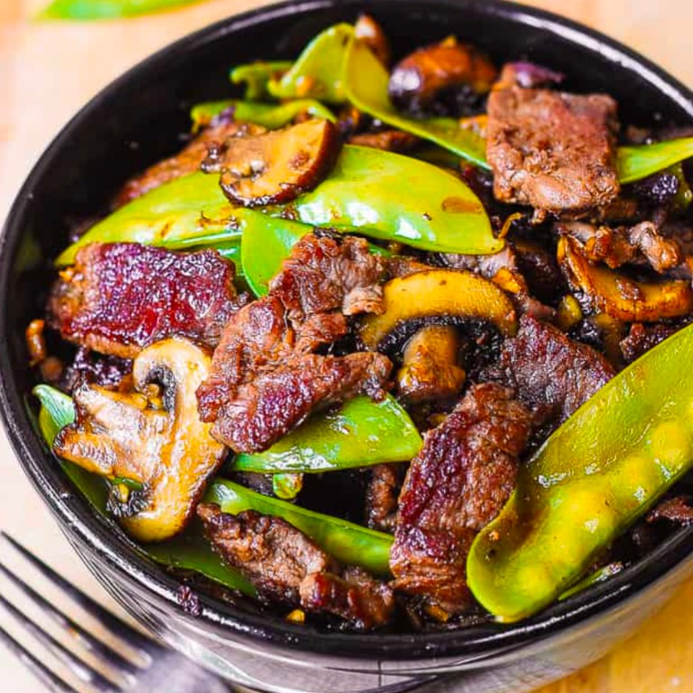 Asian Beef with Mushrooms & Snow Peas