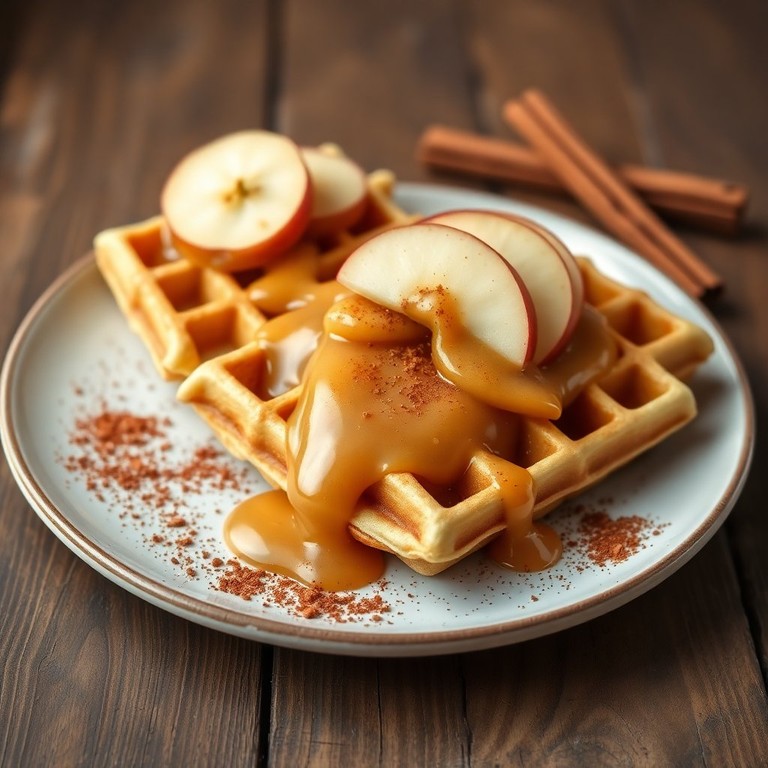 Marzipan-Waffeln mit Apfel-Zimt-Sauce