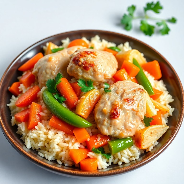 Arroz de Frango com Legumes Salteados