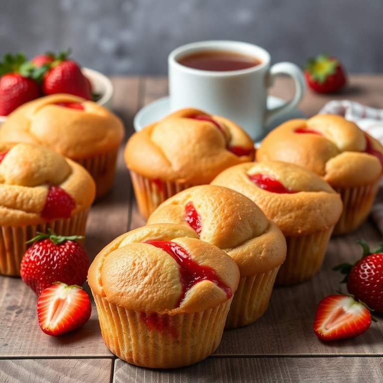 Strawberry Paris Tea Jam Swirl Muffins