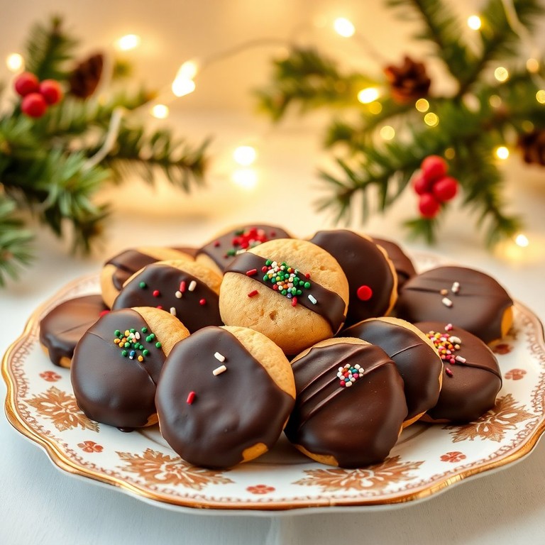 Spritz de Noël enrobés de chocolat noir