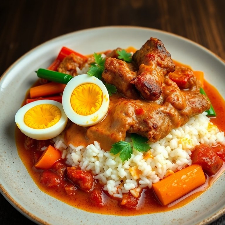 Cerdo Guisado con Arroz y Crema