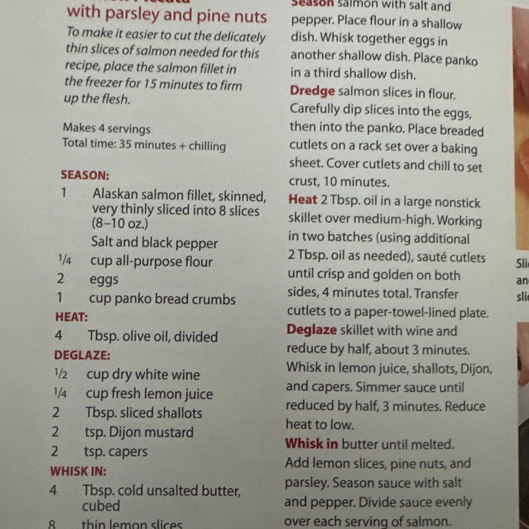 Salmon Piccata with Parsley and Pine Nuts