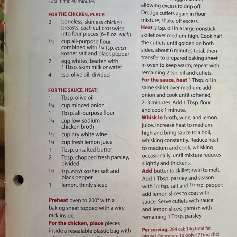 Light Chicken Francese