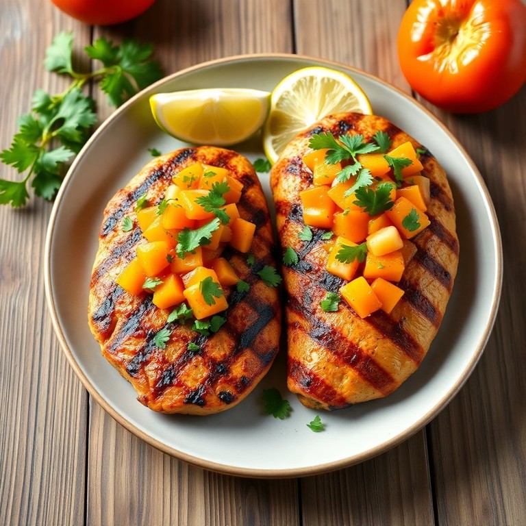 Grilled Chicken with Persimmon Salsa