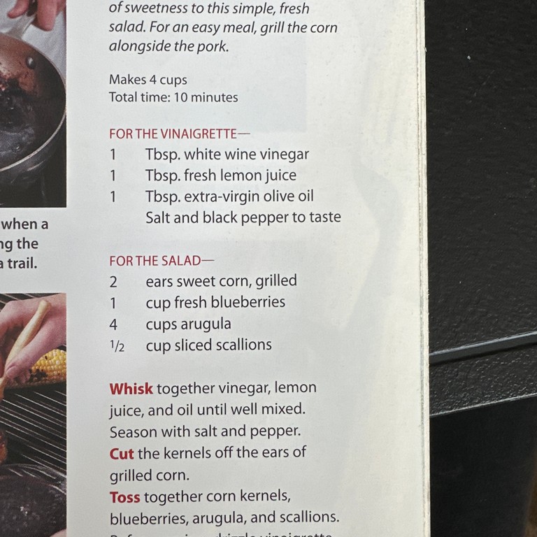 Blueberry Salad with Arugula & Grilled Corn