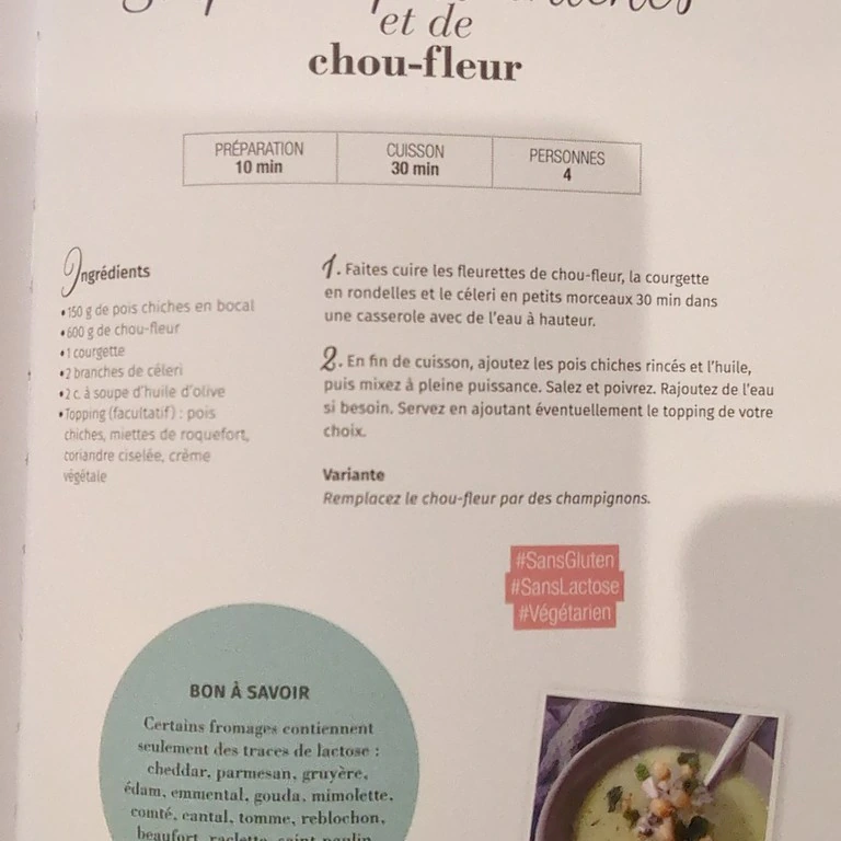 Soupe de pois chiches et de chou-fleur