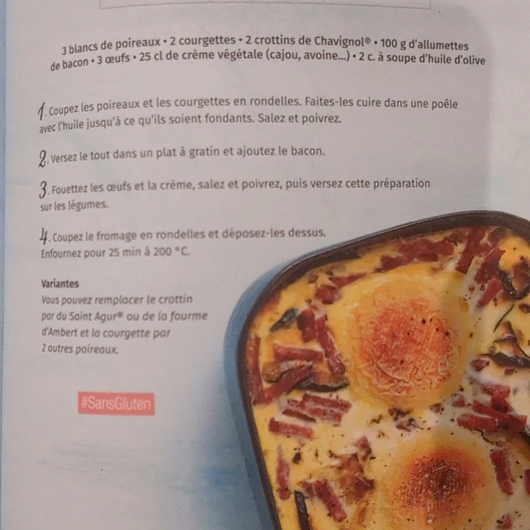 Gratin de poireaux, bacon et chèvre