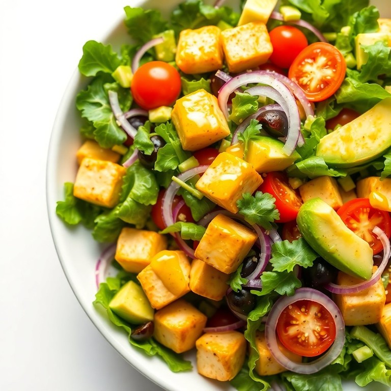 Crispy Tofu and Avocado Salad with Zesty Lime Dressing