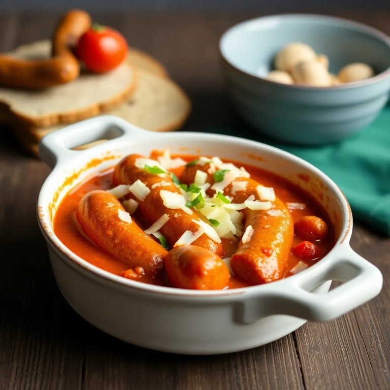 Currywurst mit Käse überbacken