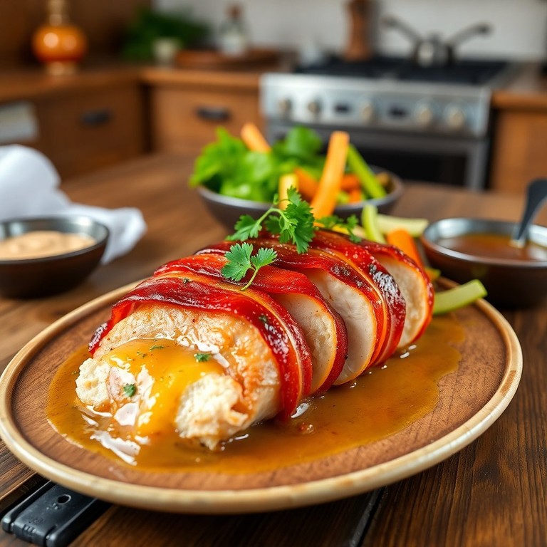 Peito de Frango Enrolado com Bacon Crocante