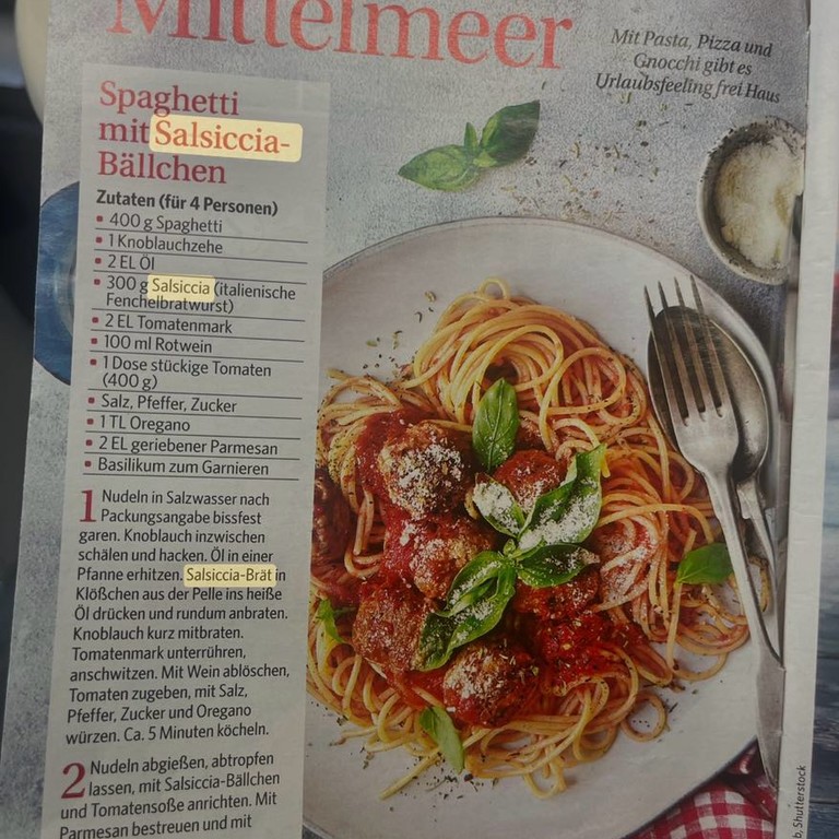 Spaghetti with Salsiccia Meatballs