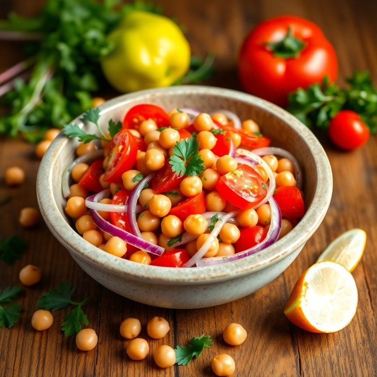 Frühlingszwiebel-Tomaten-Salat mit Kichererbsen