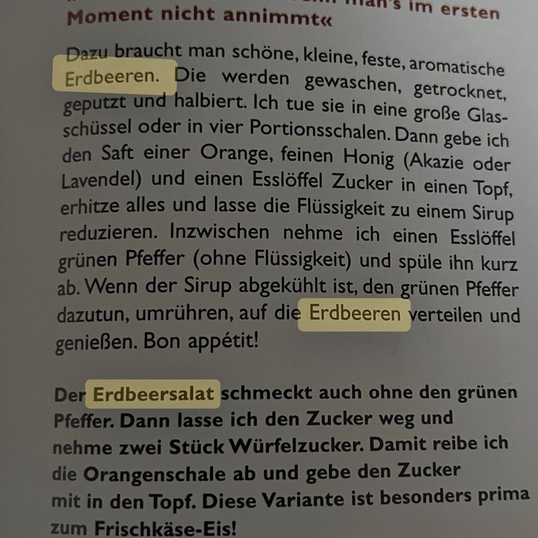 Erdbeersalat mit grünem Pfeffer