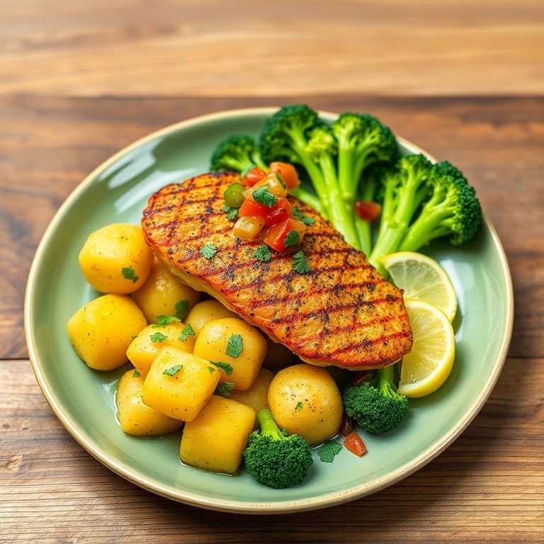 Frango Grelhado com Batata Doce e Brócolis