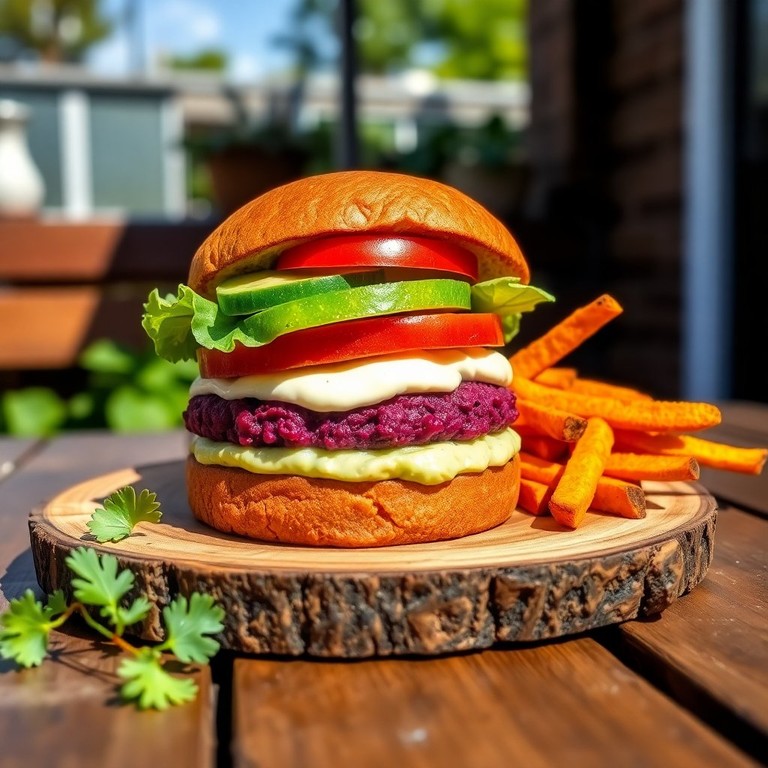 Veganer Rote Beete Burger mit würziger Avocado-Creme