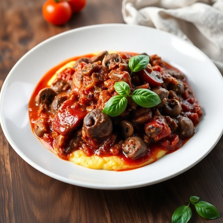Italian-Style Pot Roast with Creamy Polenta and Rich Tomato Mushroom Sauce